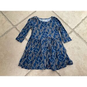 Lilly Pulitzer Girls Blue Leopard Print Tiered Long Sleeve Dress Size S 5/6